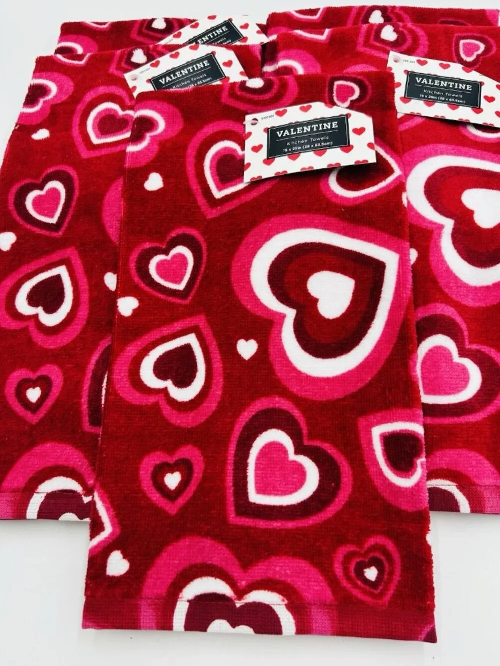 Set of 5 Brother Sister Designs VALENTINE Kitchen Towels Red/Pink/White NEW